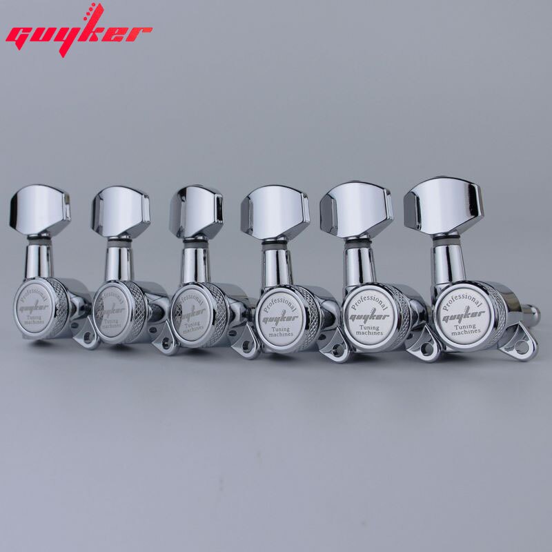 1 sæt guyker chrome locking guitar machine heads tuners gear ratio 1:18 made in korea: 6r