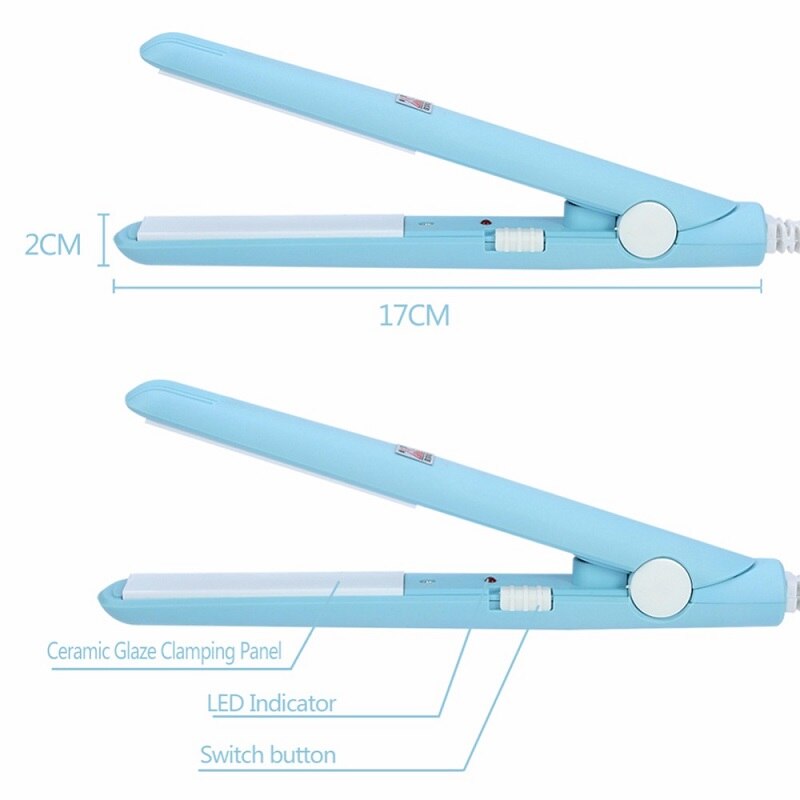 110-220v mini hår glattejern krøllejern mini fladjern til hår glatning: Himmelblå