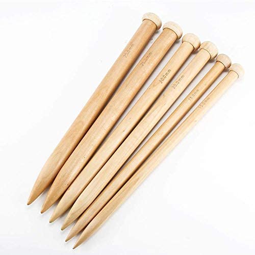 2 st/set 35cm stora stickor i trä 15/20/25mm stickor i trä stickverktyg för halsduk tröja