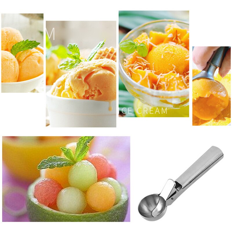 Ice Cream Scoops Stainless Steel Ice Cream Handle Spoon Easy to Trigger Kitchen Gadgets Accessories IQ6