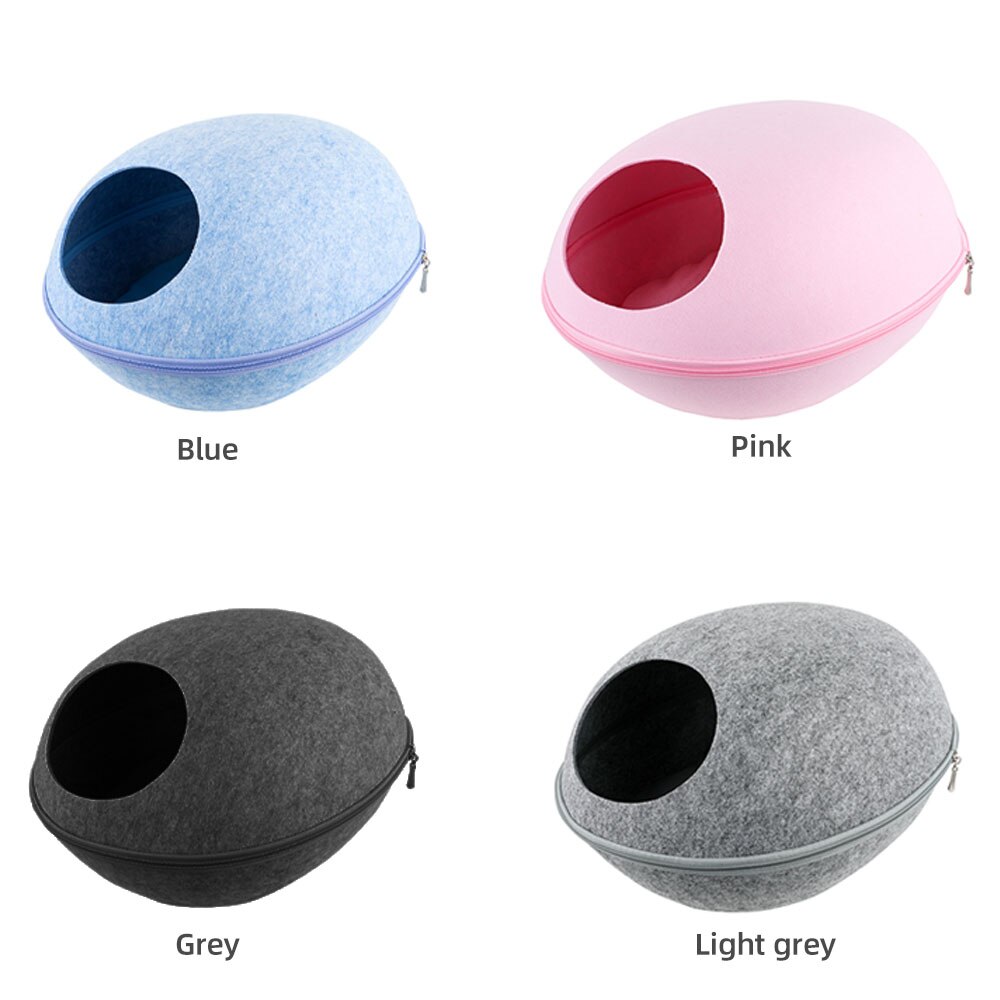 Rits kattenbed voor katten grotbed van natuurlijk vilt comfortabel kattenhuis met kussen