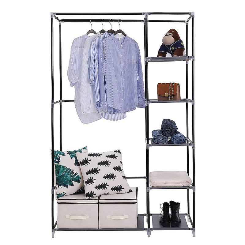 Wardrobe Multi-function Storage Clothes Shoe Storage Cabinet Single Door ClotheSimple Style Wardrobe Five-layer Black Shoe Rack