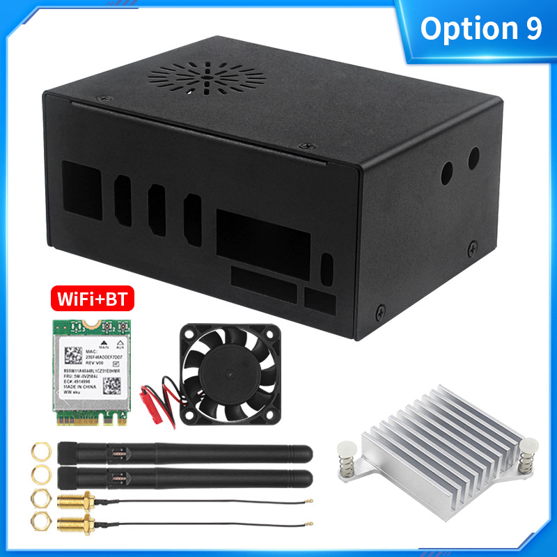 Orange Pi 5 Plus Metal Case with Fan Optional Antenna Aluminum Heatsinks eMMC WiFi BT Moudul Metal Shell for Orange Pi 5 Plus: Sliver