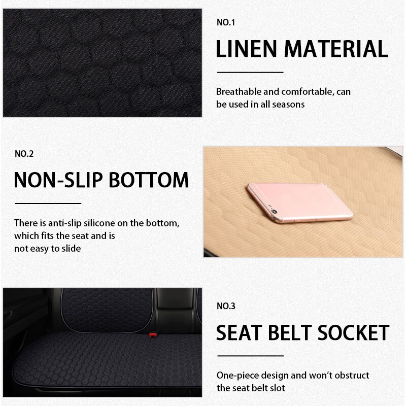 Vlas Auto Stoelhoezen Set Ademend Linnen Mildewproof Zitkussens Universele Transpiratie Protector Mat Auto Interieur Accessoires