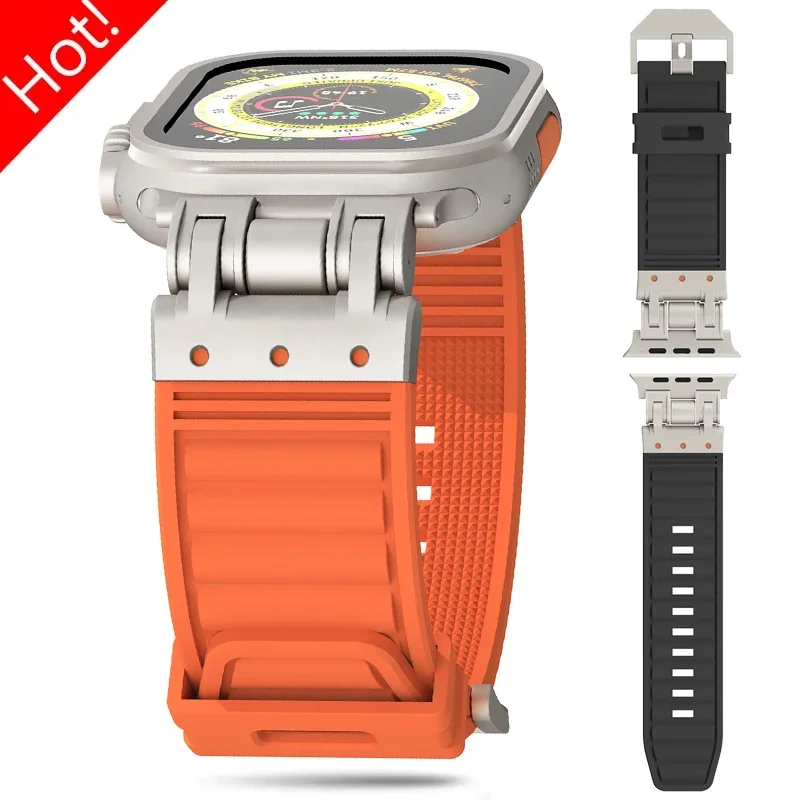 Sports silikone rem til apple watch ultra 2 49mm 45mm 44mm 42mm blød gummirem til iwatch serie 9 8 7 6 5 4 se herrearmbånd