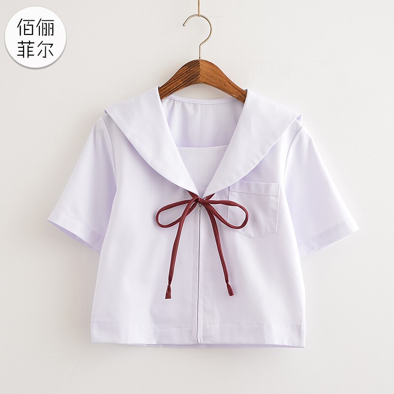 Japansk uniform sjömansdräkt vit wuben kansai lapel ortodox sommardräkt matchande grundläggande japansk skoluniform: M