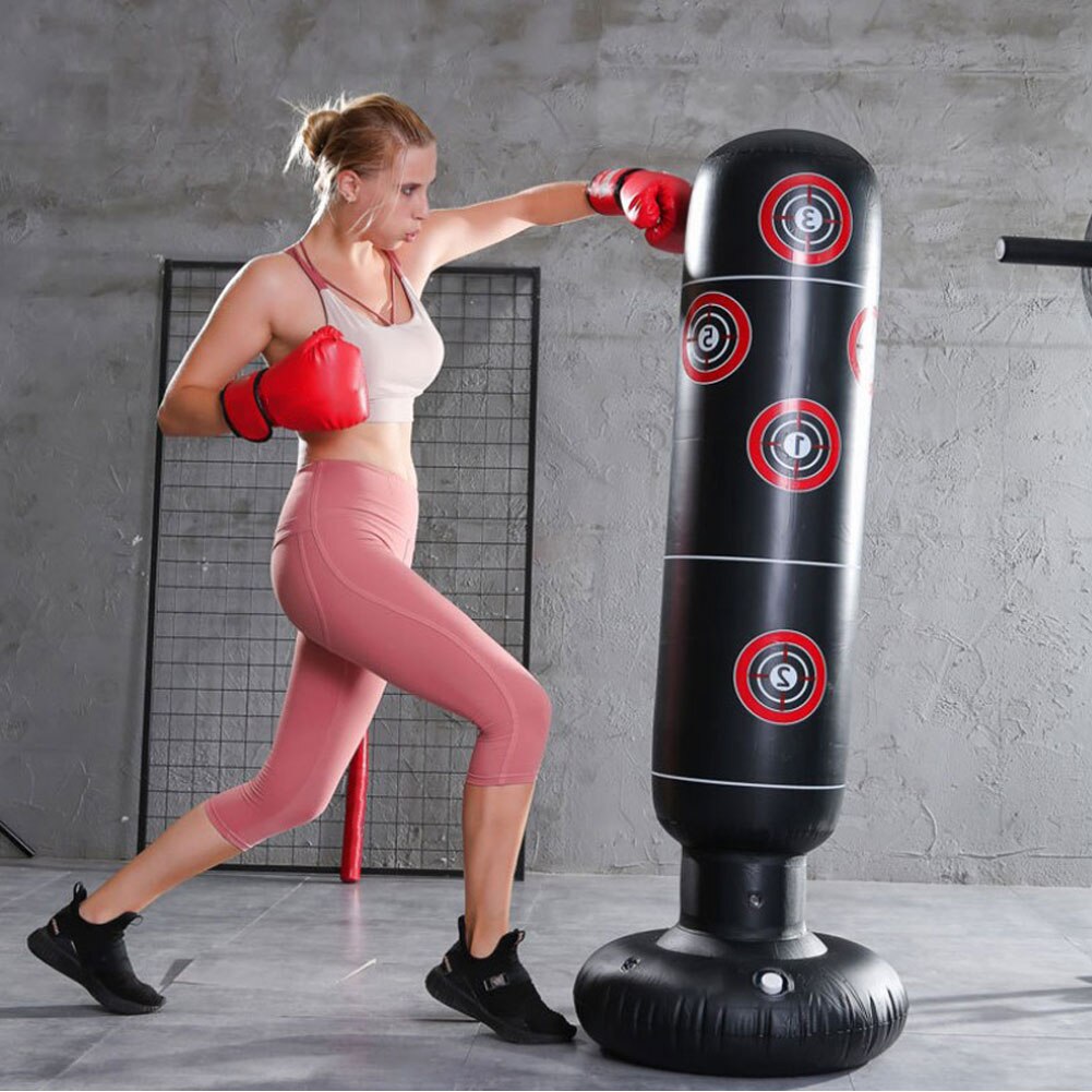 Columna de boxeo inflable Vertical, 1,6 m, para adultos y niños, cilindro de vaso grueso para Fitness, saco de boxeo de descompresión, columna de soplado