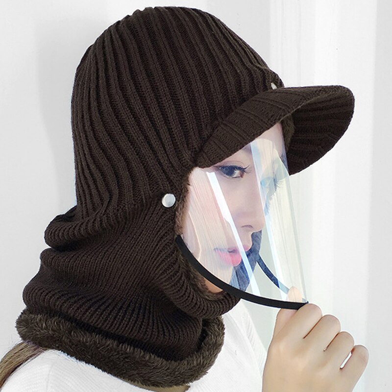 Bonnet écharpe avec masque Transparent pour femme, couvre-visage, casquette chaude, pour le sport, Halloween, hiver: 06