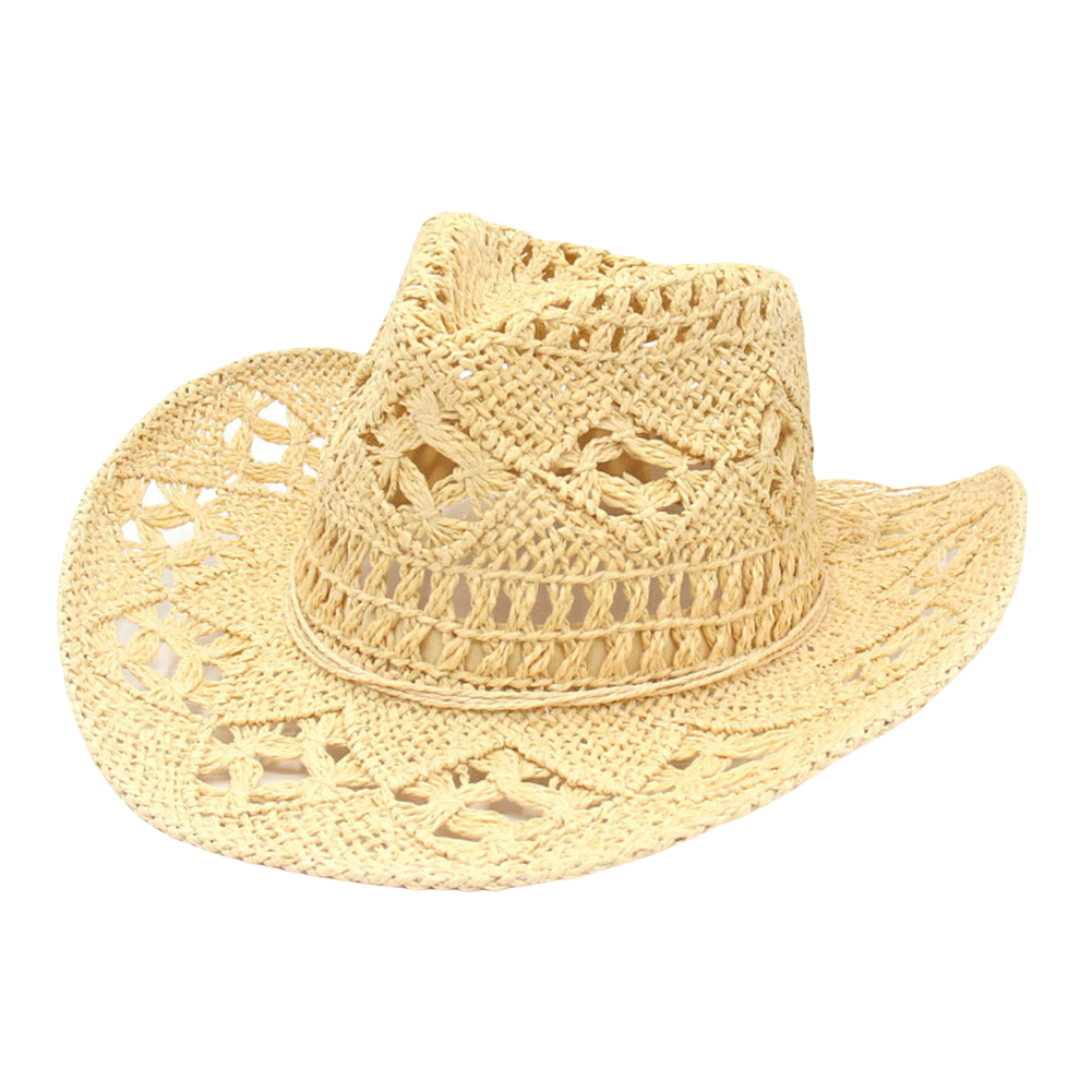 Strå Cowboyhatt - Formbar Bred Brems Solhatt for Festival, Fest, Strand: Rød