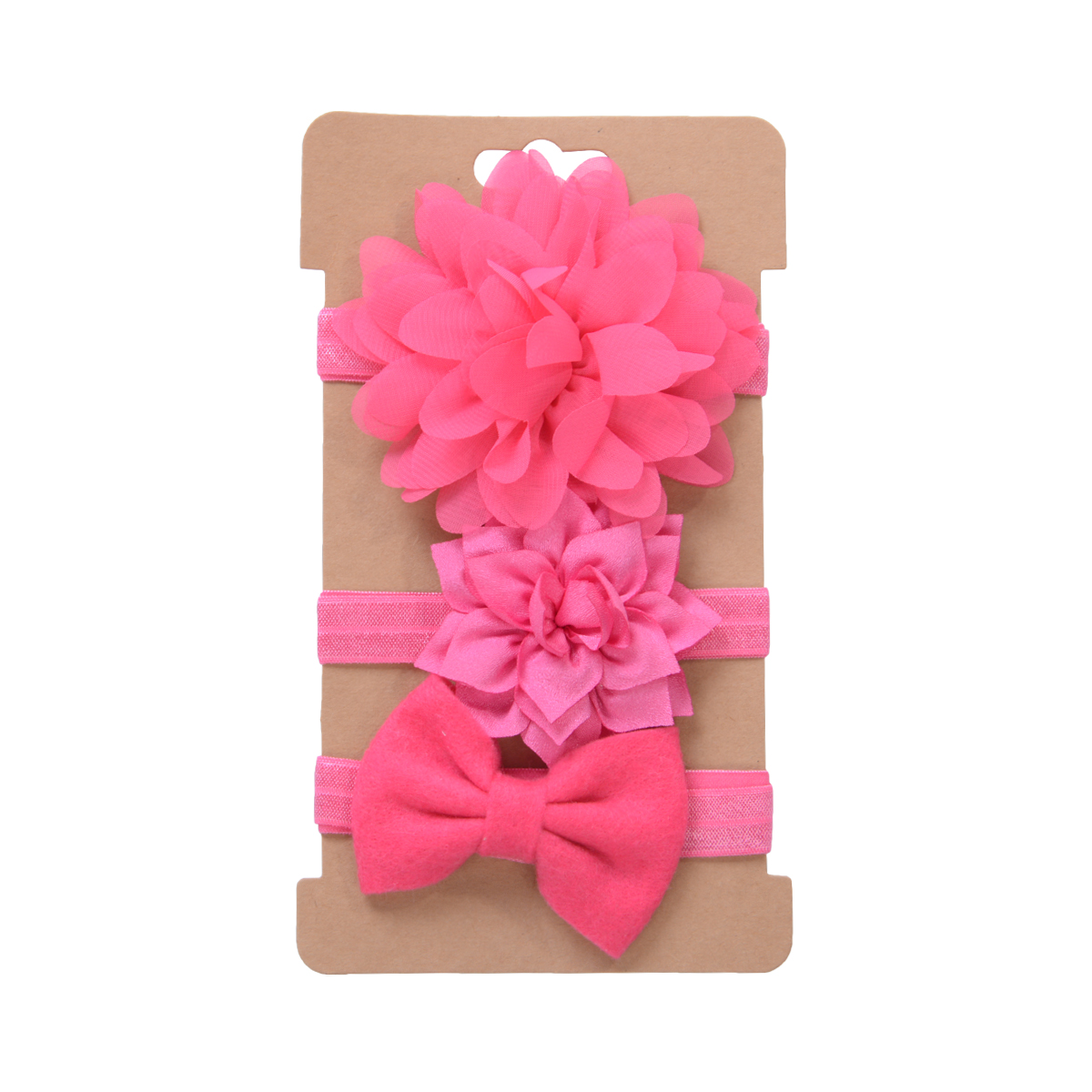 Conjunto de Diadema con lazo para bebé y niña, Bandage para la cabeza con lazo, diadema de flores para el pelo, accesorios de ropa infantil, 3 piezas: Rojo rosado