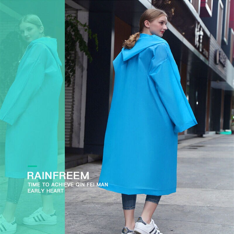 Unisex regntøj eva regnfrakke fortykket vandtæt regnfrakke klar gennemsigtig camping vandtæt regntøj voksen