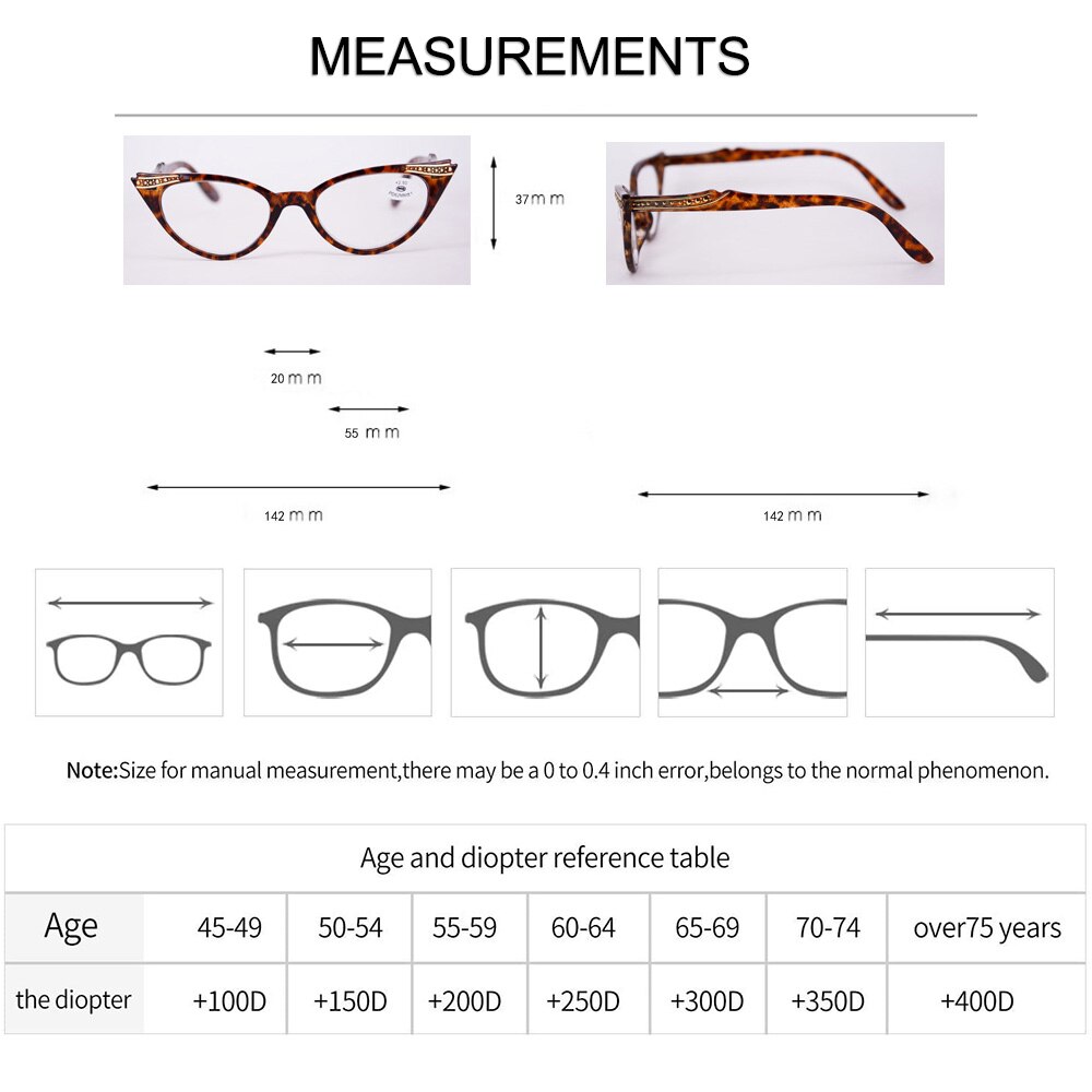 Ladies Reading Glasses Cat Eye Frame Elegance Women Presbyopic Eyeglasses +1.0 1.5 2.0 2.5 3.0 3.5 for Female Readers
