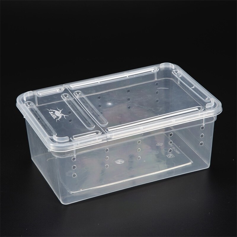 Reptile Feeding Box Small Transparent Animal Habitat Cage Plastic Turtle Transport Container for Lizard Spider Frog Scorpion