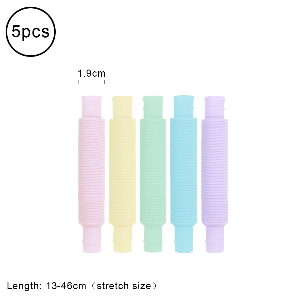 Tubos luminosos para niños y adultos, juguete sensorial antiestrés de plástico, fuelle para aliviar el estrés, juguetes fluorescentes divertidos, 5 piezas: 5PCS Macaron-S