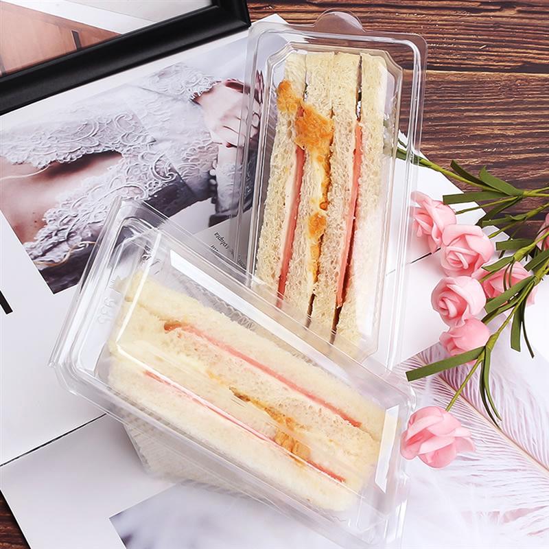 50pcs Sandwich Packing Boxes Plastic Sandwich Case Sandwich Triangle Boxes Sandwich Box Cake Mousse Baking Packing Box