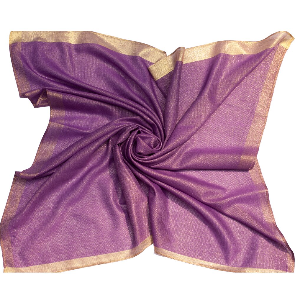 Moslim hoofddoek effen gouden lurex vierkante sjaal islamitische hoofdbedekking voor vrouwen dame hijab zacht 90 x 90 cm