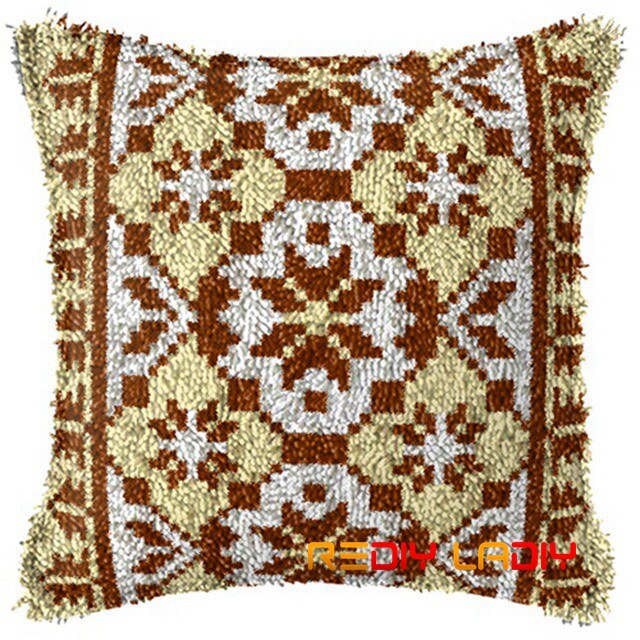 Diy latch krok kuddsatser mandala kuddfodral virkat hantverk akrylgarn för broderi bäddsoffa kuddfodral heminredning: Bz385