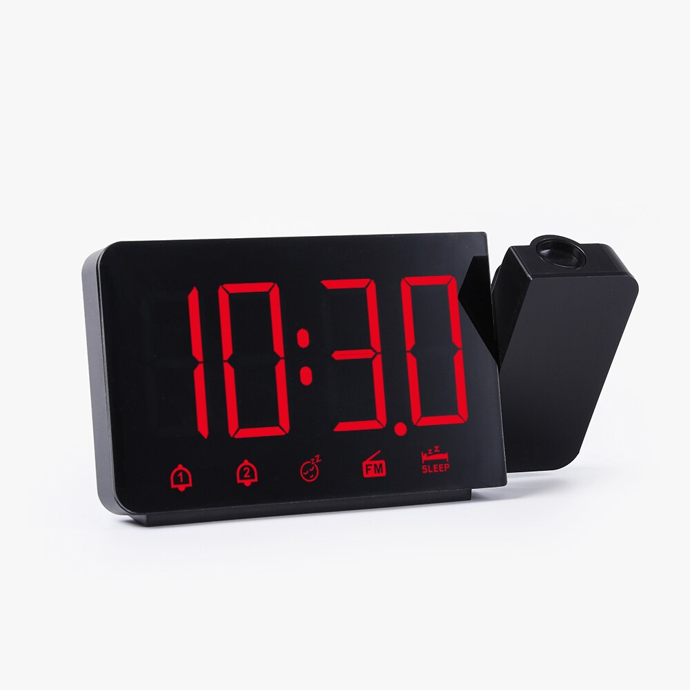 Horloge de Table avec réveil | Horloge numérique électronique de bureau, fonction de Snooze, Radio FM, pression sonore avec Projection d'heure: Rouge