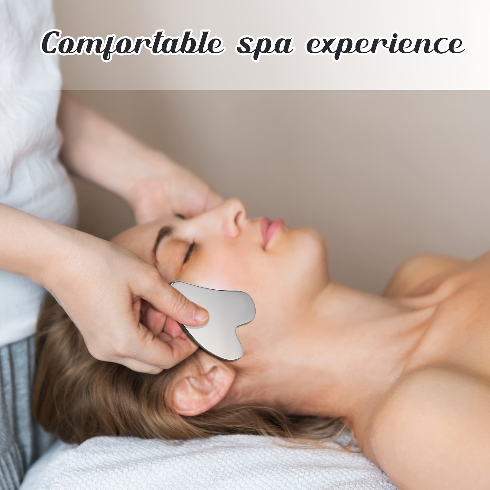 1pc gua sha-ansiktsverktøy i rustfritt stål, guasha for ansiktet, metall gua sha for å stramme huden, massasje guasha-skjønnhetsverktøy for kropp og øyne, ikke nødvendig