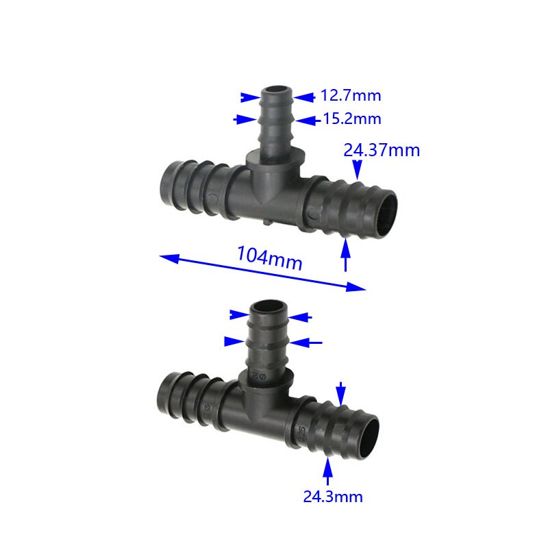 25mm to 16mm 20mm hose reducing tee barb Connector water splitter DN20 to 1/2 3/4 hose tee Drip Irrigation Fittings 2 Pcs