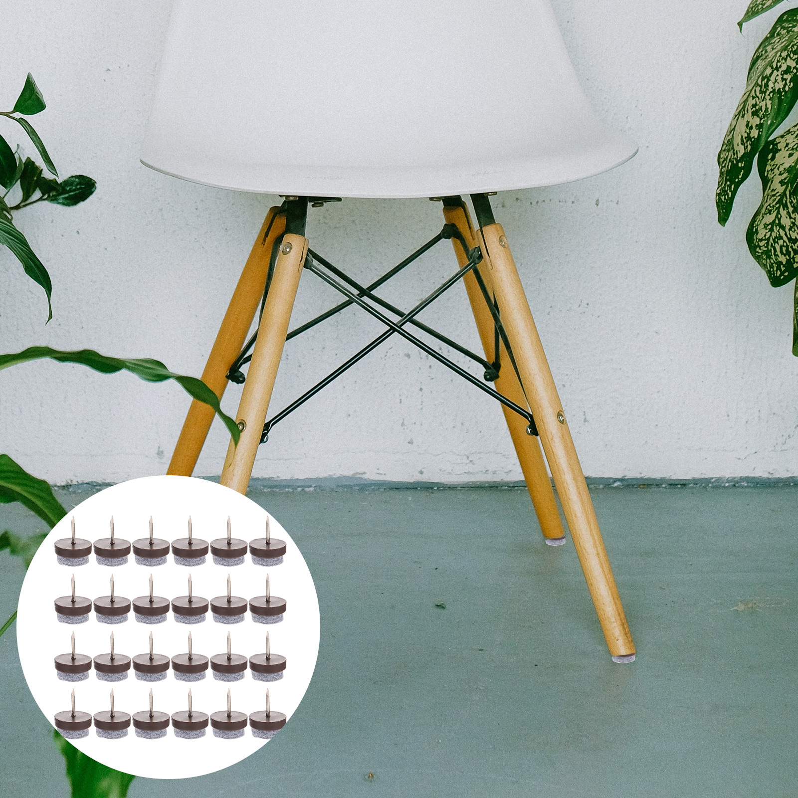 50 Uds. Almohadillas protectoras de fieltro atornilladas, deslizadores para sillas, muebles Abs para suelos de madera dura