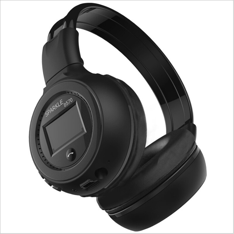 UNITOP ZEALOT-auriculares B570 auriculares inalámbricos con Bluetooth, estéreo, con pantalla LED, para música, soporta tarjeta SD y teléfono móvil: Black