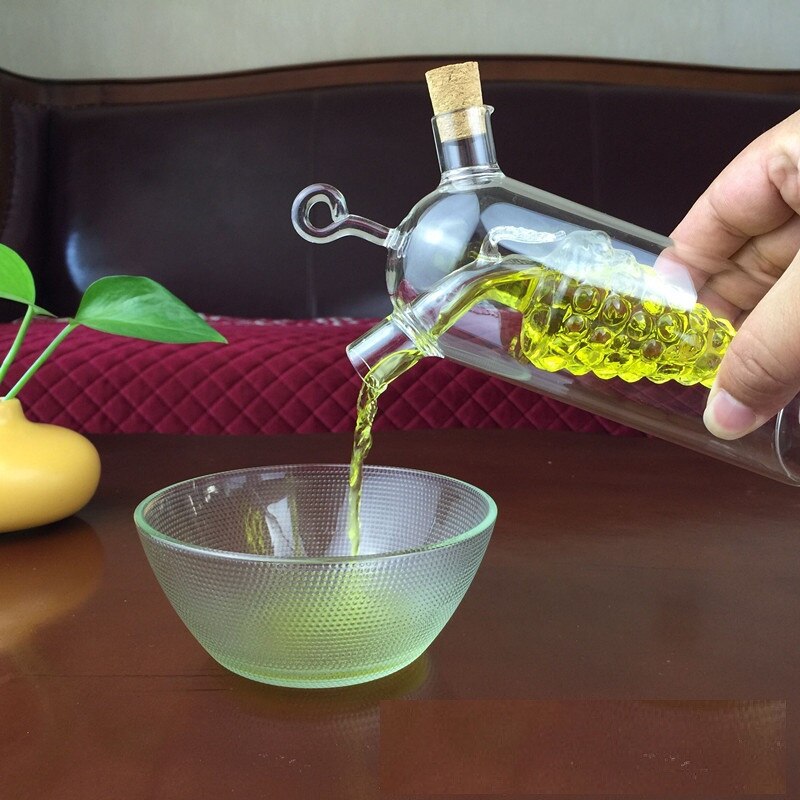 Butelka kontroli oleju dwa w jednym sosie ocet olejarka oliwkowy słoik na przyprawy podwójne przezroczyste gospodarstwo domowe kuchnia uszczelnienie szkła przyprawa