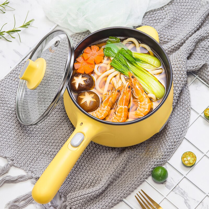 220V Electric Multi Cooker Portable Household 1.2L Non-stick Electric Frying Pot Mini Steaming Cooking Machine For Hotel Travel