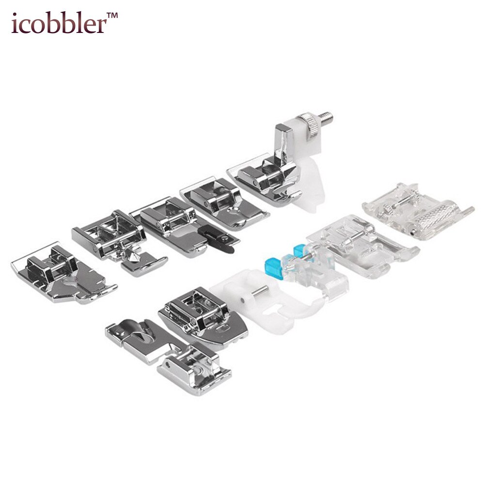 11 Pcs/Set Home Sewing Machine Accessories Presser Foot Leather Pads Blind Stitch Catcher Applique Universal Foot Zipper Sewing