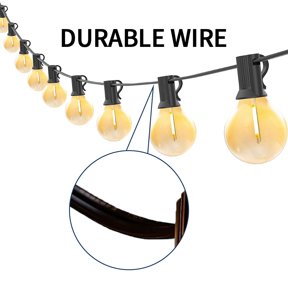 25ft 50ft 100ft Luci della stringa Anello per appendere incorporato Base E12 Nero per esterni per Natale Esterno Patio Globo Matrimonio decorativo