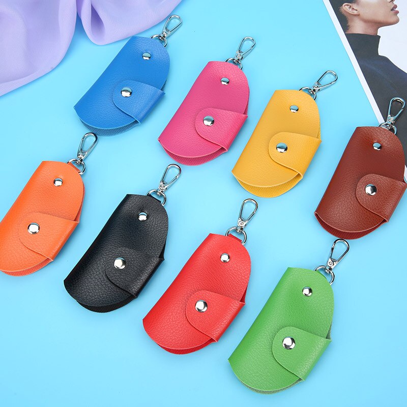 Sleutelhanger Key Holder Bag Case Draagbare Lederen Huishoudster Autosleutel Houders Unisex Wallet Cover Eenvoudige Effen Kleur Opbergtas