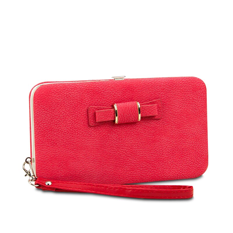 Femmes chaudes portefeuille femme longue sac à main en cuir moraillon sacs à main avec sangle téléphone porte-cartes grande capacité dames portefeuilles embrayage Carteras: Style-1 Red