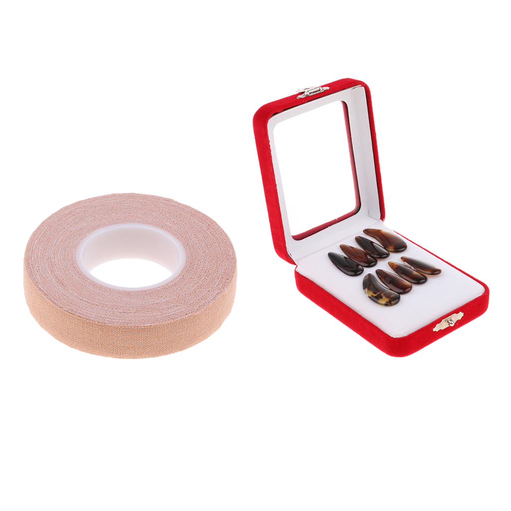 8PCS Finger Picks Chinese Zither Nails with Cotton Adhesive Tape for Guzheng