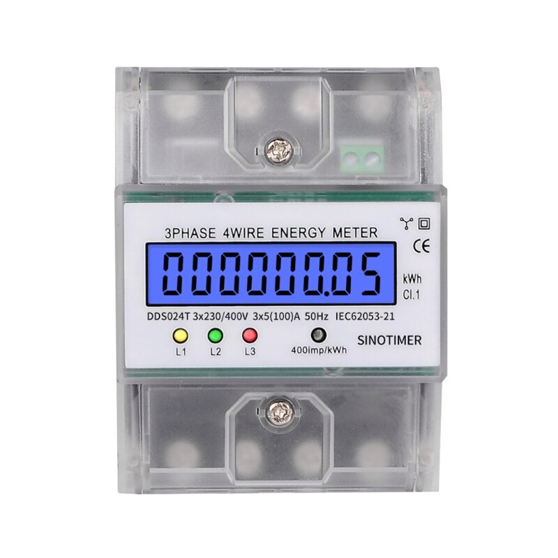 3 Phase 4 Wire Electronic Power Consumption Energy Meter Intelligent LCD Digital Backlight Display Wattmeter Home 380V 50Hz: 24T