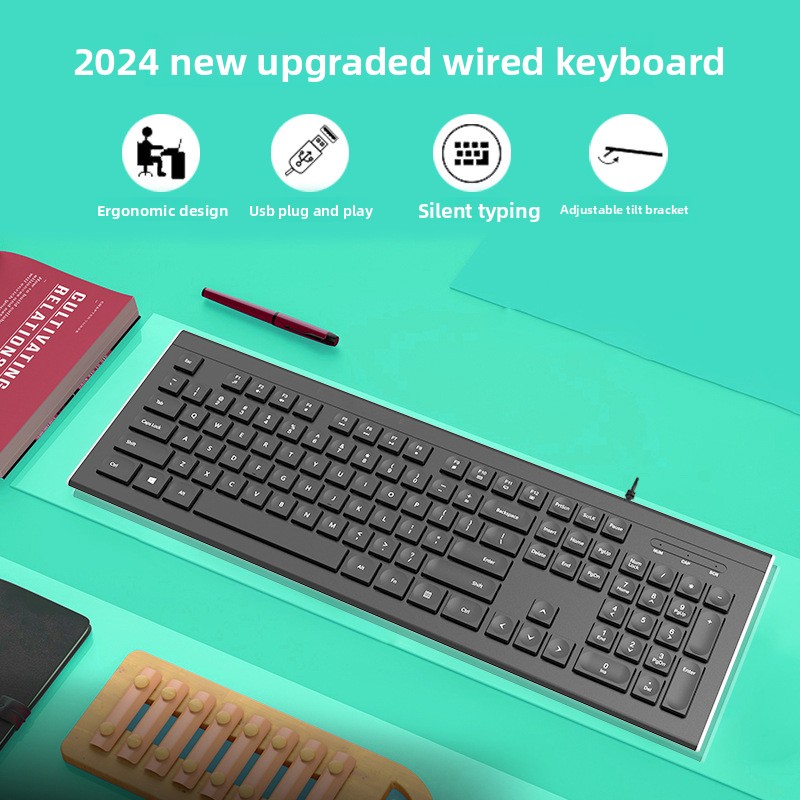 CK450U Cicha klawiatura przewodowa Ergonomiczna specjalna klawiatura biurowa robić biznesu Dobra wrażliwość na klawisze