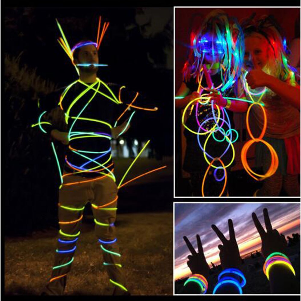 100 Stks/set Fluorescentie Light Glow Sticks Armbanden Kettingen Neon Wedding Glow Heldere Kleurrijke Glow Sticks Een Tijd Partij Speelgoed