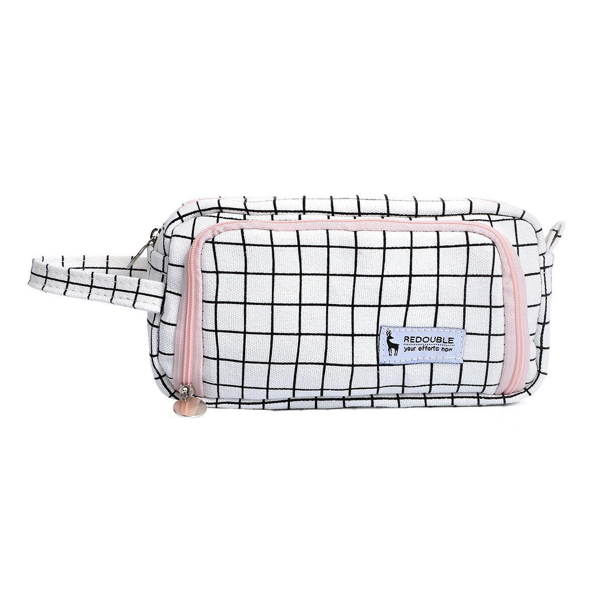 bref grille étudiant Double couche porte-crayon école stylo étui pour filles garçons papeterie grande toile crayon sac estojo escolar: 3