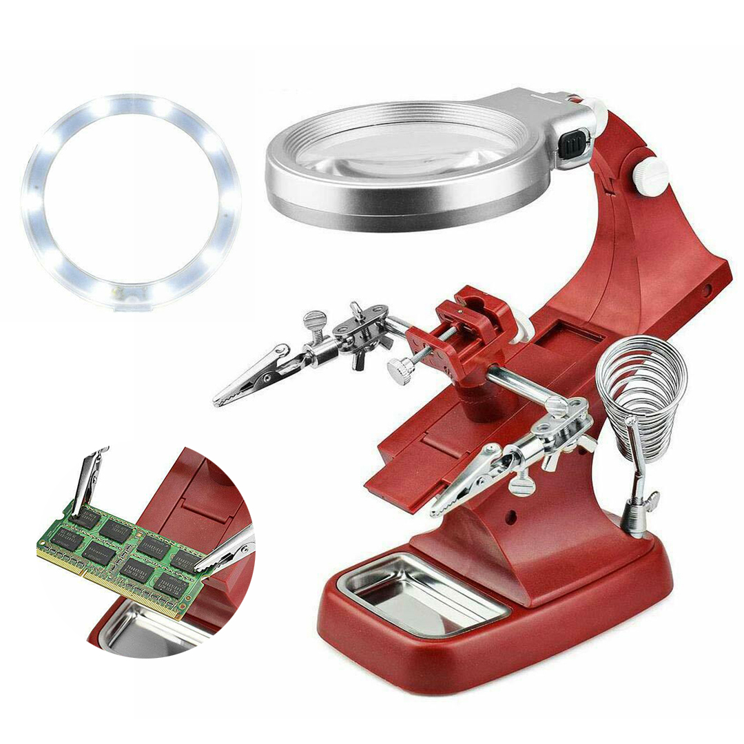 1 Set Magnifier LED Soldering Helping Station Adjustable Soldering Iron Holder Clamp Welding Accessory Equipment