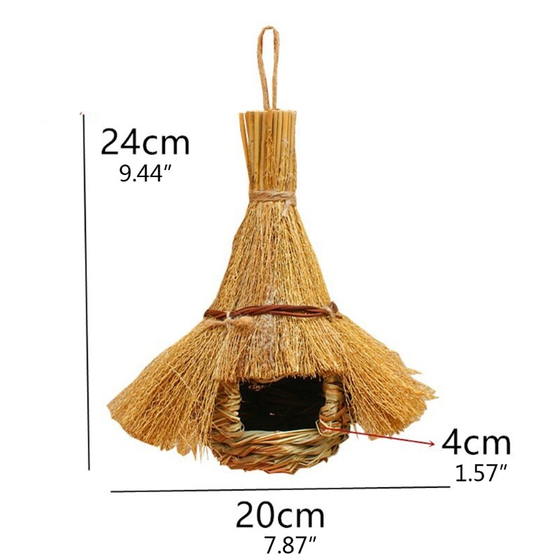 Casa de pássaro de bambu natural, feito à mão, gaiola de brinquedo, abrigo, cabana ao ar livre s18 19, dropship: J