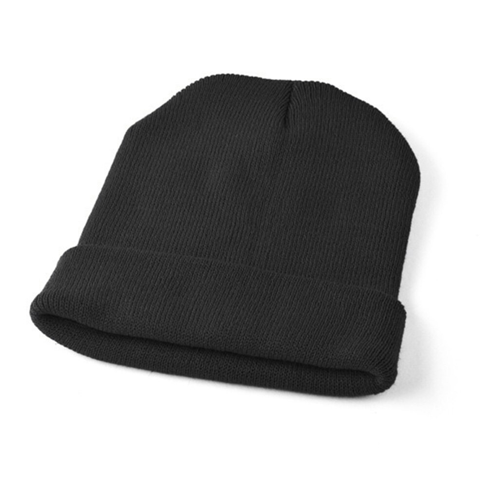 Unisex beanie hatte stilfuld strik hue til vinter dagligt slid varm holde blød stretchy: Sort