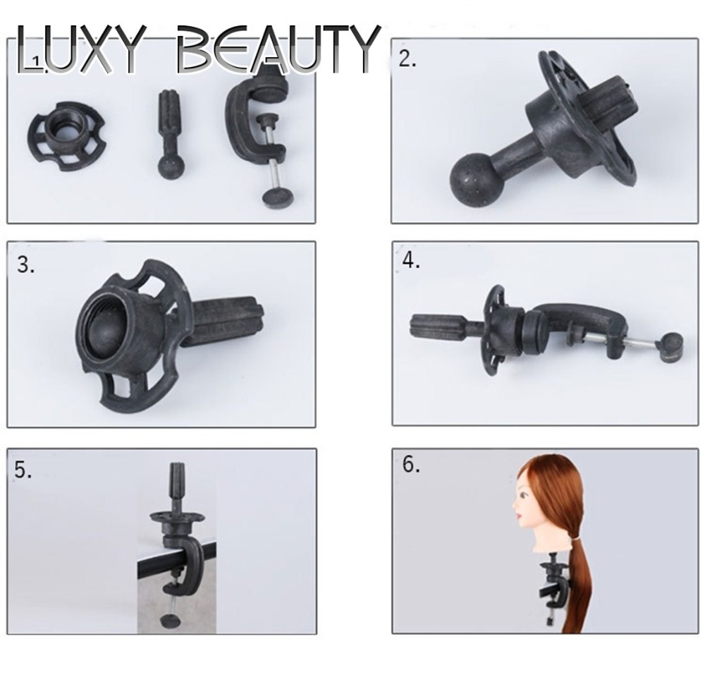 Soporte para pelucas de pelo , cabeza de Maniquí de entrenamiento, entrenamiento de peluca ajustable con aparatos de estilismo, soporte de utilidad negro