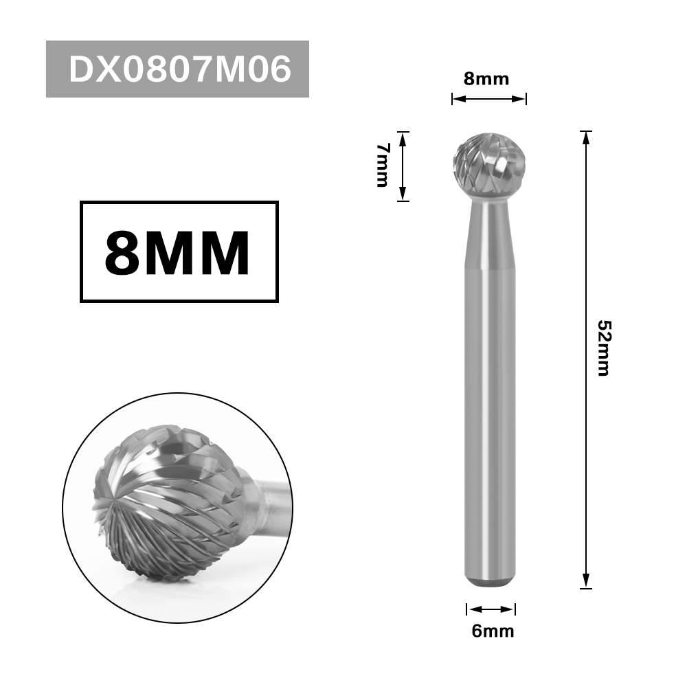 6MM Metal Drawing Tungsten Carbide Milling Cutter Rotary Tool Burr CNC Engraving Abrasive Tools Metalworking Milling Polishing