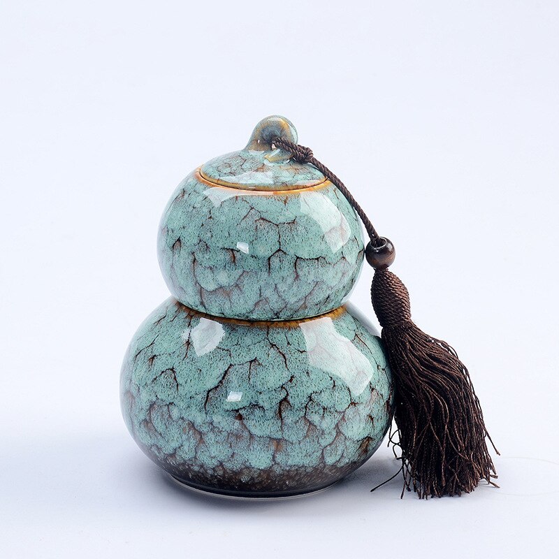 Gourd Ceramic Porcelain Tea Caddy Teaware Kiln Turned Pot Household Sealed Storage Pot Tea Storage Tea Container Tea Cans: B3