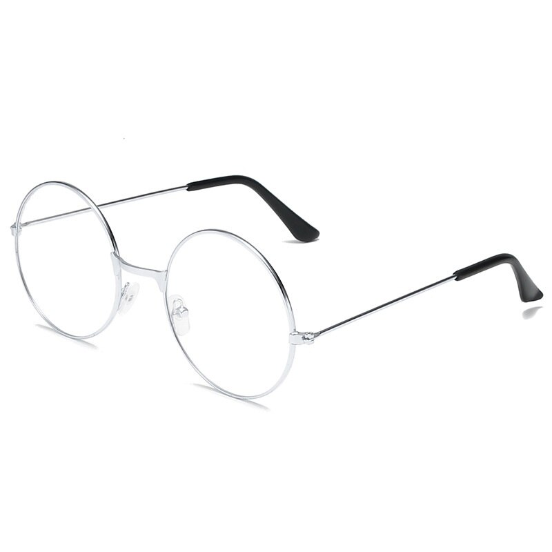 Vintage Retro Metal Frame Clear Lens women Glasses Nerd Geek Eyewear Eyeglasses Black Oversized Round Circle Eye Glasses: 4