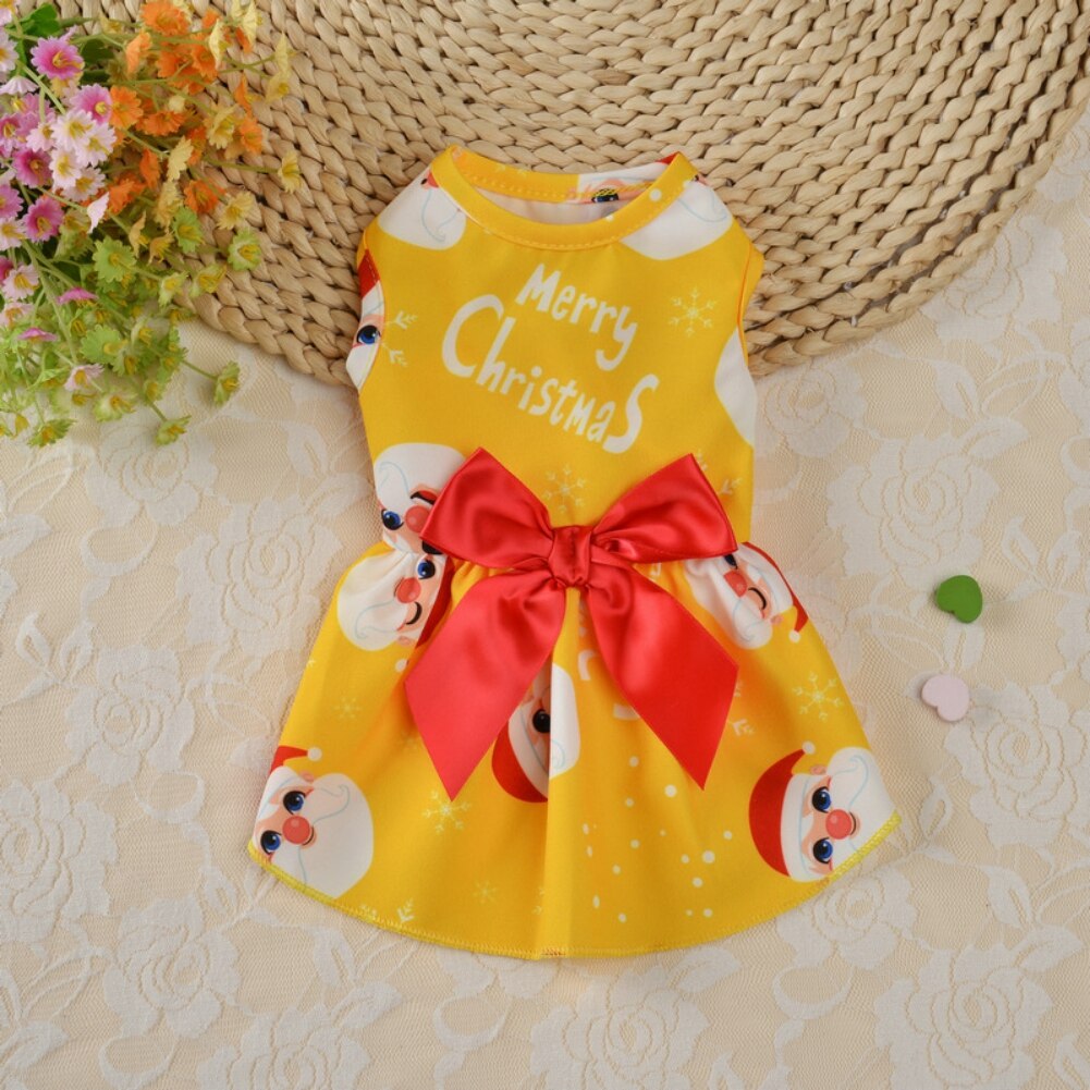 Vestido de Navidad para perros y mascotas, faldas con lazo, para Festival de cachorros, pequeñas, medianas y grandes