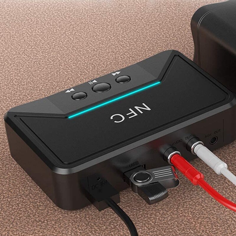 Bluetooth 5.0 modtager adapter nfc 3.5mm o aux trådløs udgang til forstærker højttaler