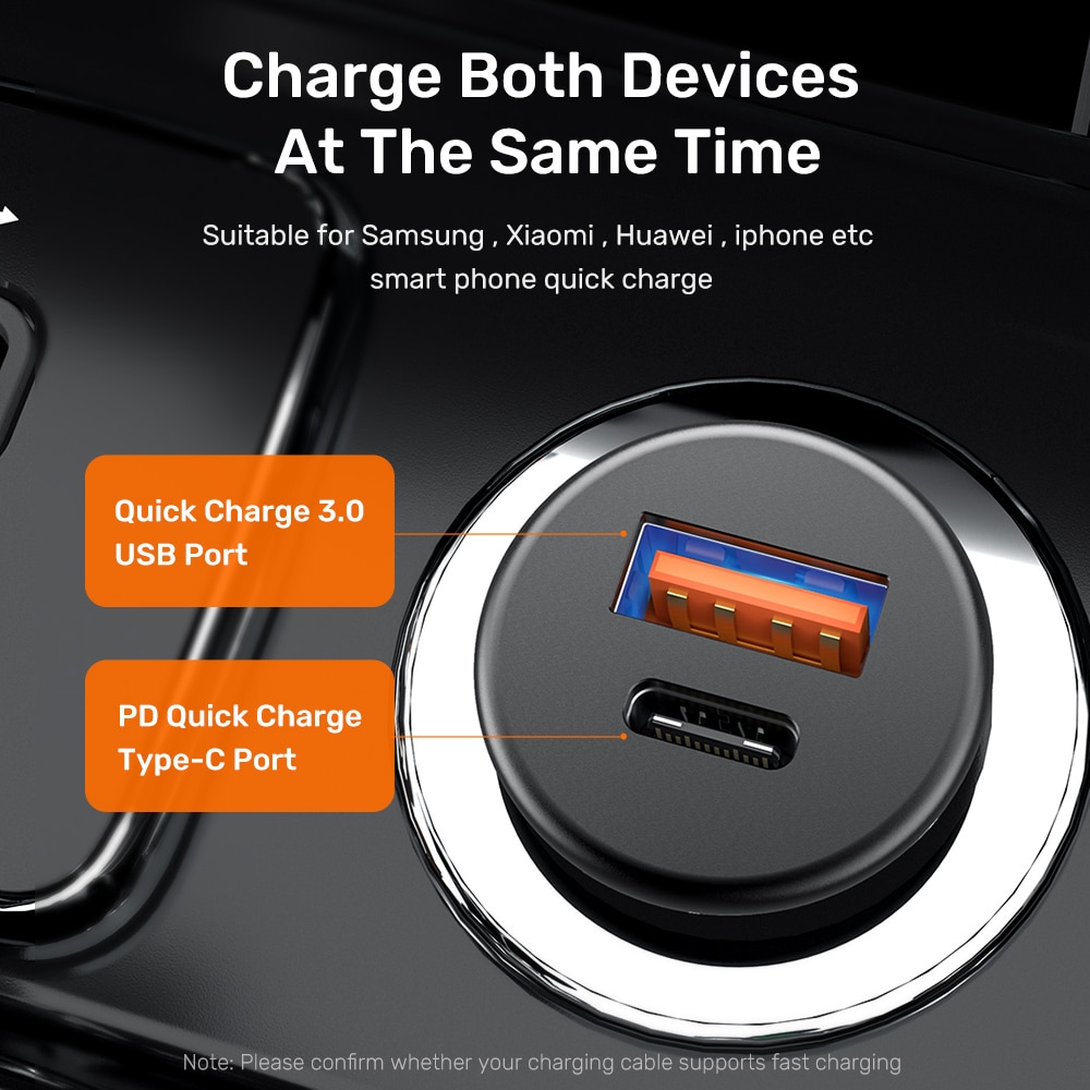 Topk 36W Quick Charge 3.0 Pd Usb C Auto Charger Fast Charger Opladen Type C Voor Iphone 11 12 pro Max Xiaomi Huawei Telefoon Oplader