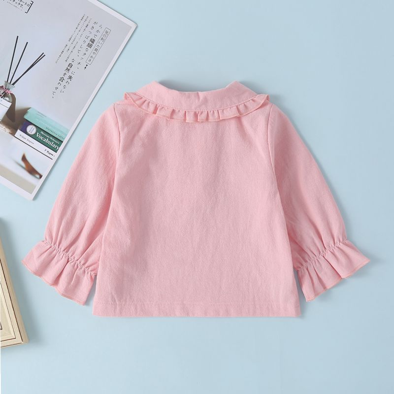 Baby Girls Shirt Leisure Beautiful Long Sleeve Girls Cute Doll Collar Pinkish Casual Spring And Autumn Blouse