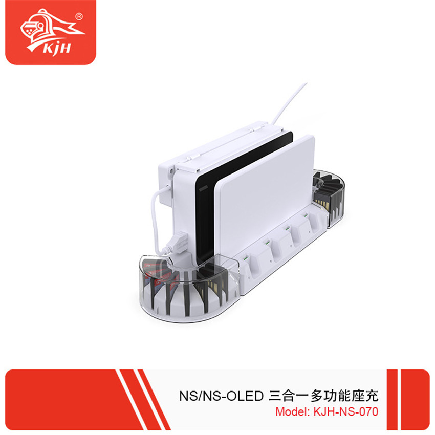 Switch OLED Host Cooling Fan Joycon Handle Charging Base with Card Box Temperature Cooler Fan for Switch Console NS Accessories