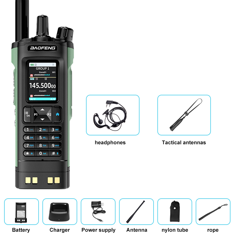 Neues BAOFENG UV-32 Walkie Talkie GPS 10W Bluetooth APP Programmierung Multi Band Wireless Kopierfrequenz Typ-C UV32 Ham 2-Wege-Radio: Brown / American